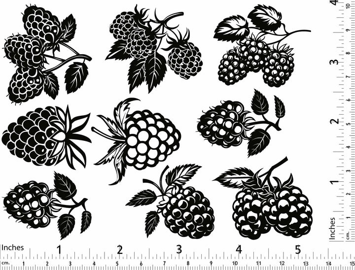 Raspberry and Blackberry Decals - Ceramic Cone 017 - Fused Glass - Enamel