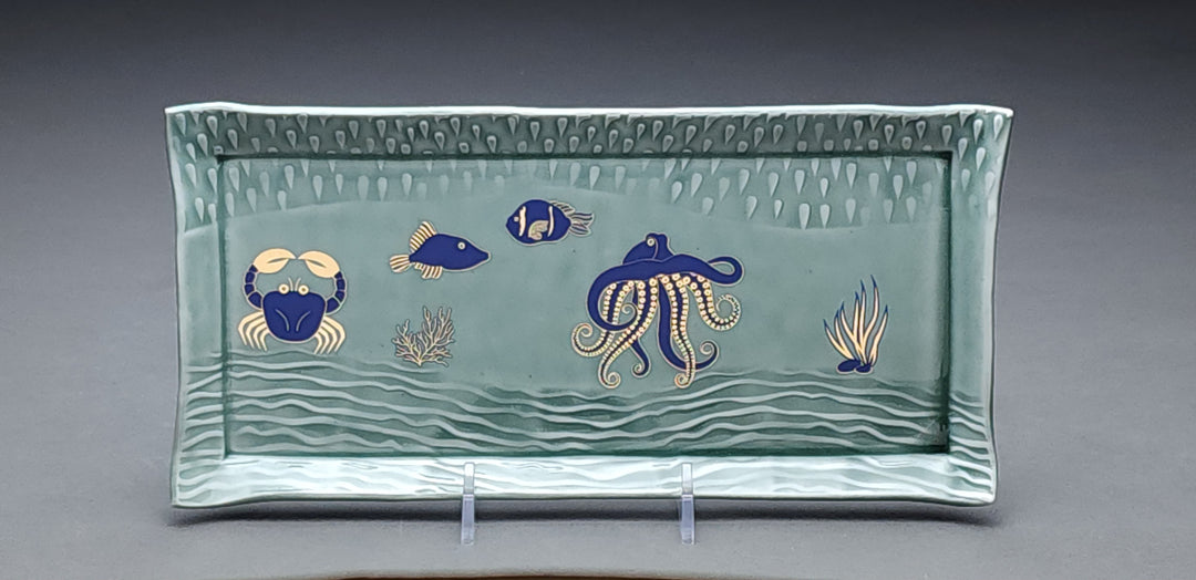 Décalcomanies de créatures marines mélangées bicolores - Céramique Cône 017 - Verre fusionné - Émail