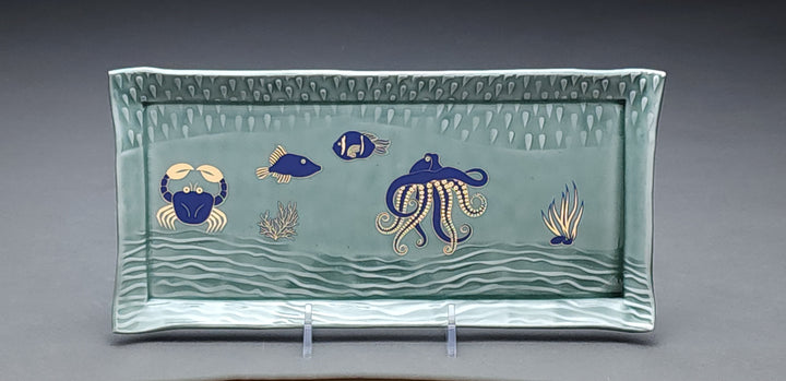 Décalcomanies de créatures marines mélangées bicolores - Céramique Cône 017 - Verre fusionné - Émail