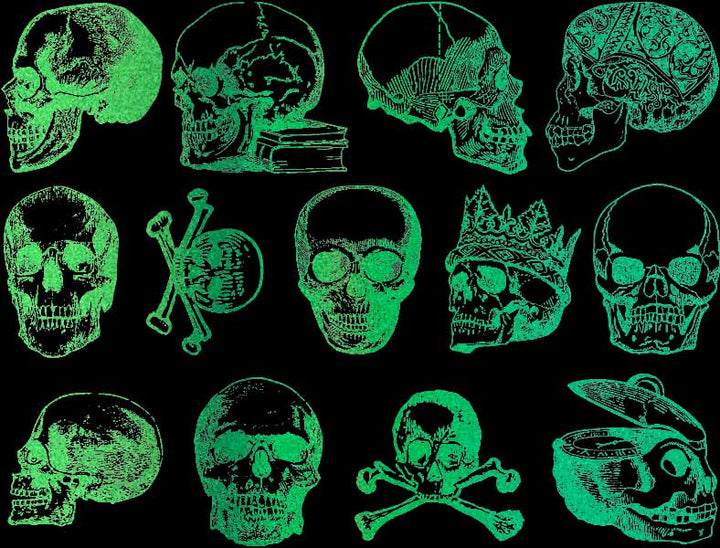 Leuchtende Totenkopf-Aufkleber im Dunkeln – Nicht lebensmittelecht – Glassware – Keramikkegel 022 – Emaille