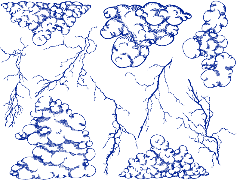 Décalcomanies d'éclairs et de nuages d'orage - Céramique Cône 017 - Verre fusionné - Émail