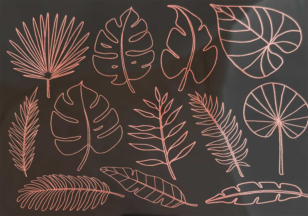 Décalcomanies Feuilles Tropicales - Céramique Cône 017 - Verre Fusionné - Émail