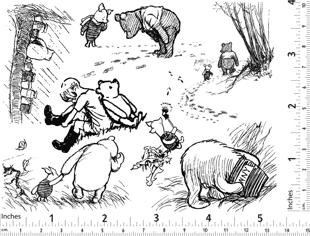 Winnie the Pooh Illustration Decals - Ceramic Cone 017 - Fused Glass - Enamel