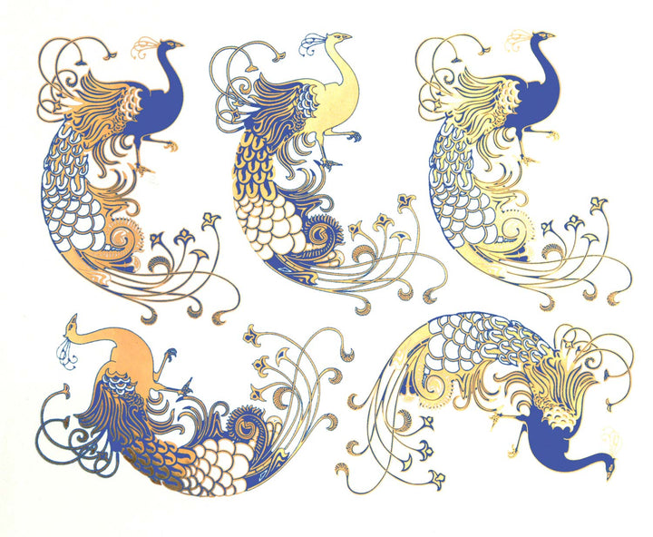 Paon Art Déco Décalcomanies - Céramique Cône 017 - Verre fusionné - Émail