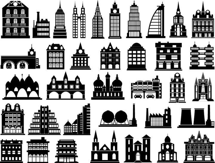 Décalcomanies de bâtiment Skyline architecturales - Verrerie - Émail