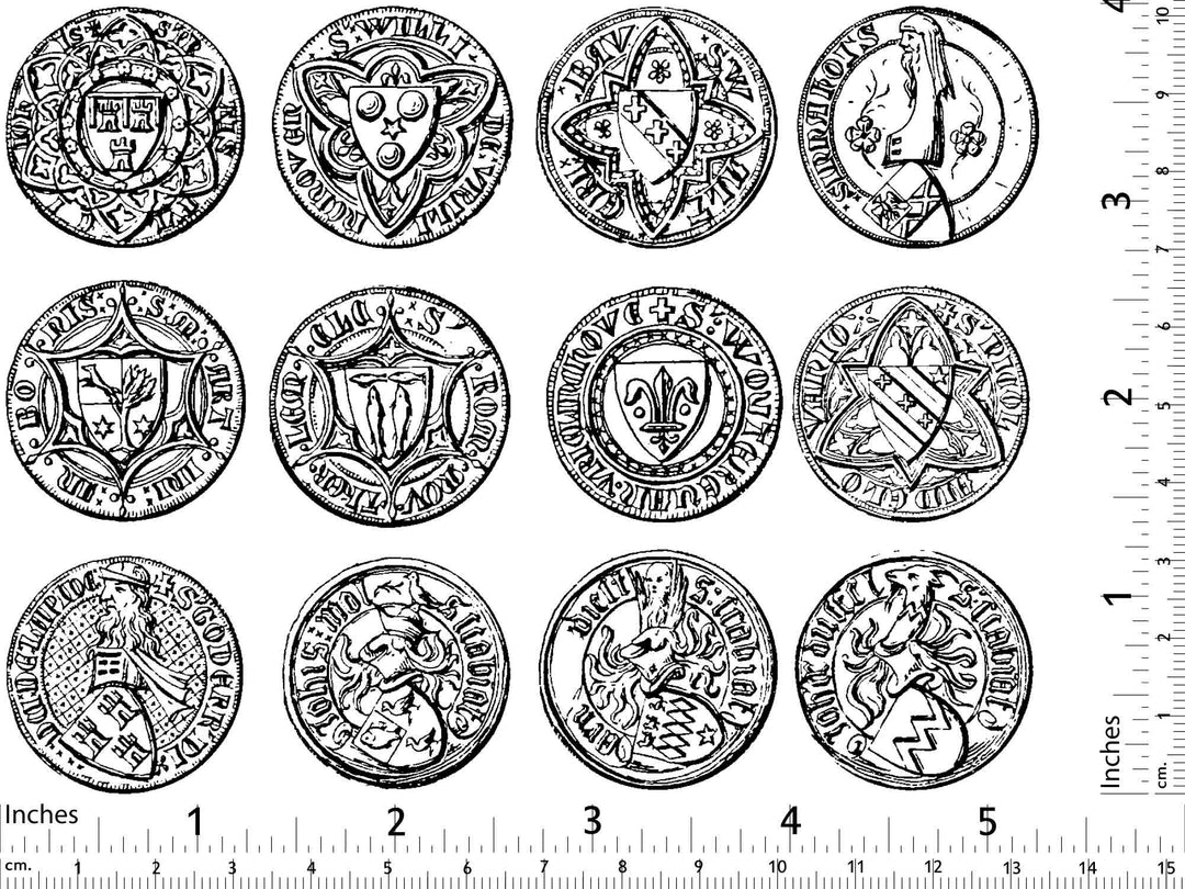 Décalcomanies de pièces de monnaie et de sceaux antiques - Céramique Cône 017 - Verre fusionné - Émail