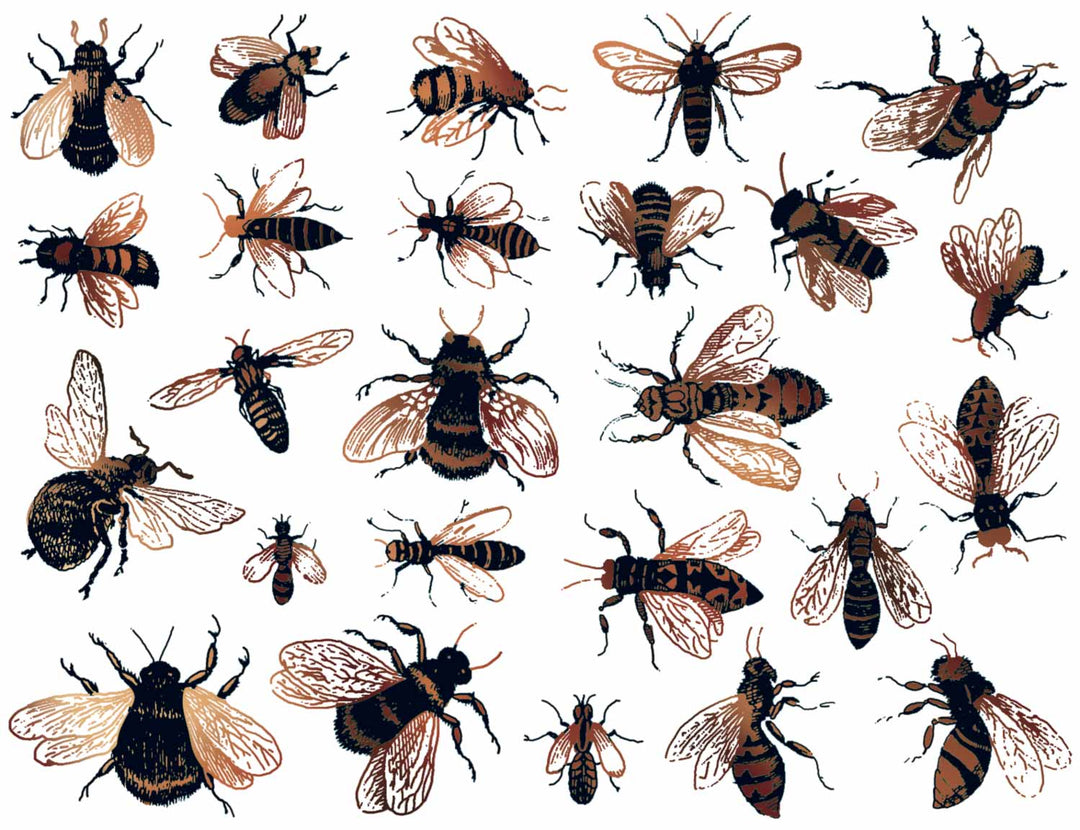 Two-Color Vintage Bee Decals - Ceramic Cone 017 - Fused Glass- Enamel