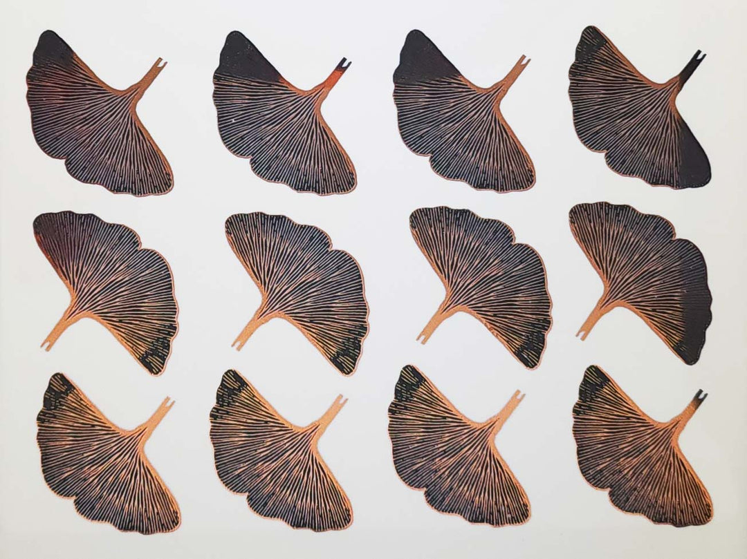 Décalcomanies Feuille de ginkgo bicolore - Céramique Cône 017 - Verre fusionné - Émail