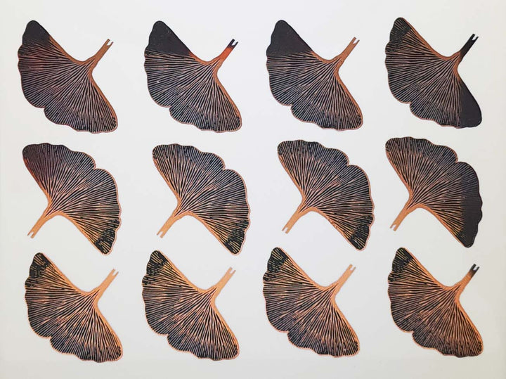 Décalcomanies Feuille de ginkgo bicolore - Céramique Cône 017 - Verre fusionné - Émail