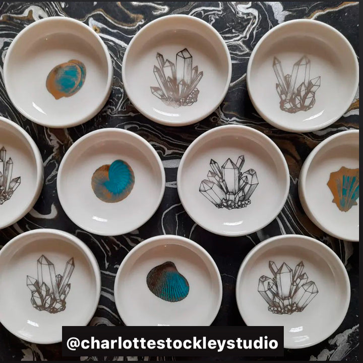 Décalcomanies de coquillages bicolores - Céramique Cône 017 - Verre fusionné - Émail