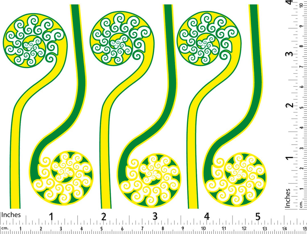 Zweifarbige Farnwedel-Aufkleber - Keramikkegel 017 - Geschmolzenes Glas
