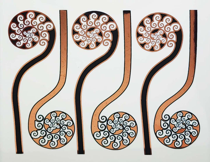 Zweifarbige Farnwedel-Aufkleber - Keramikkegel 017 - Geschmolzenes Glas