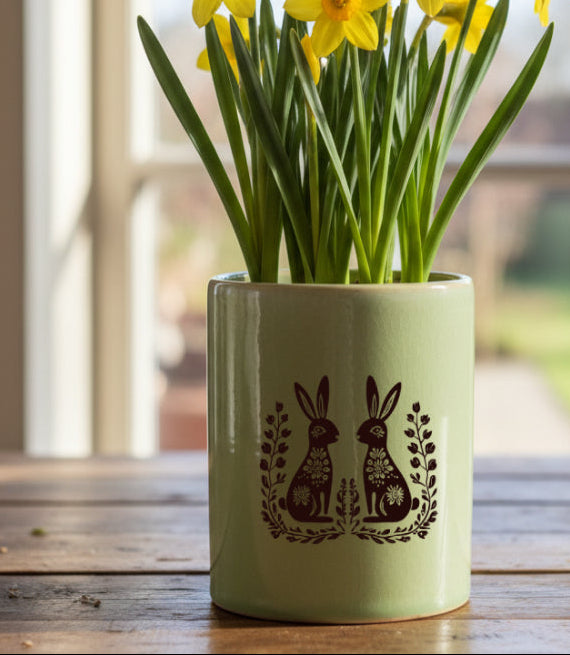 Folk Art Bunny Decals - Ceramic Cone 017 - Fused Glass - Enamel