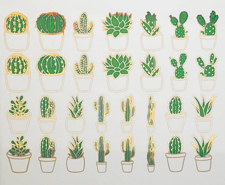 Décalcomanies de cactus et de succulentes bicolores - Céramique Cône 017 - Verre fusionné - Émail