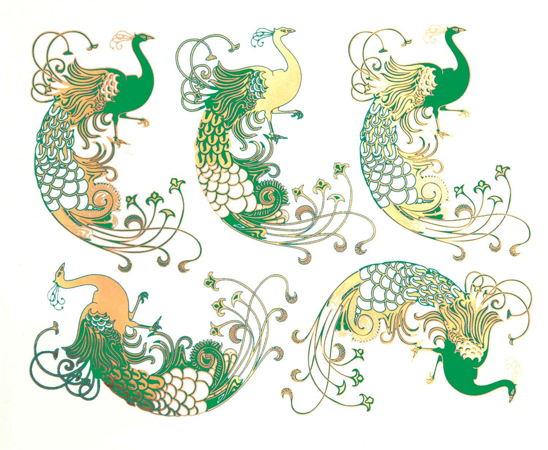 Paon Art Déco Décalcomanies - Céramique Cône 017 - Verre fusionné - Émail