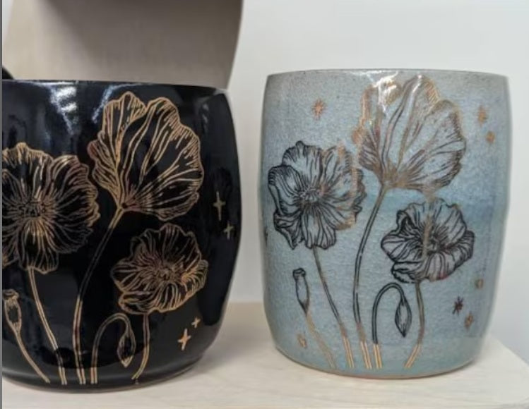 Décalcomanies Coquelicot - Céramique Cône 017 - Verre fusionné - Émail