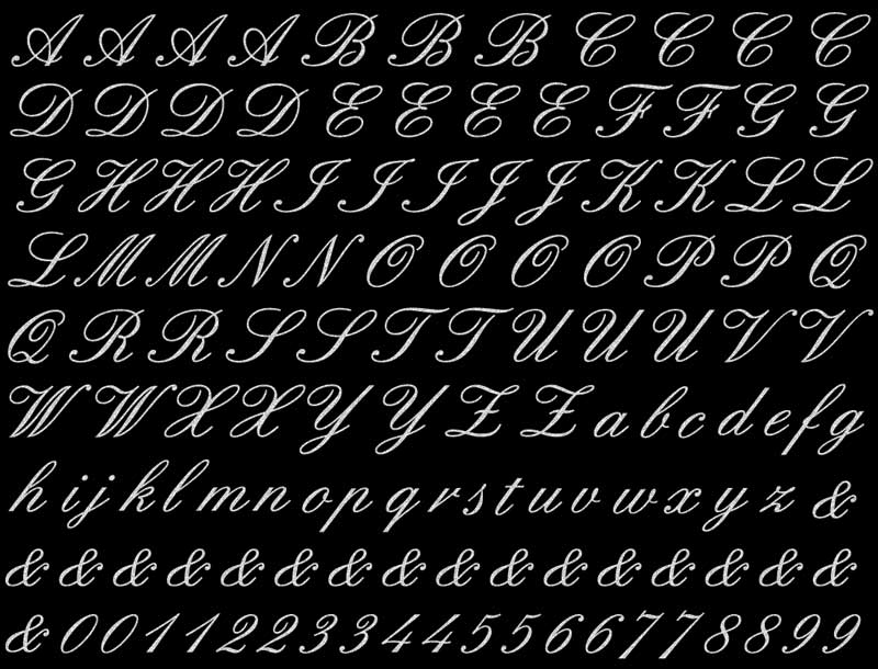 Aufkleber mit kursivem Alphabet - Glaswaren - Emaille