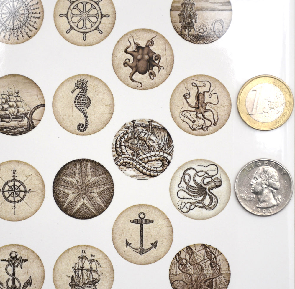 Décalcomanies Voilier et Pieuvre - Non adapté pour Produits Alimentaires - Céramique Cône 017 - Verre Fusionné - Émail