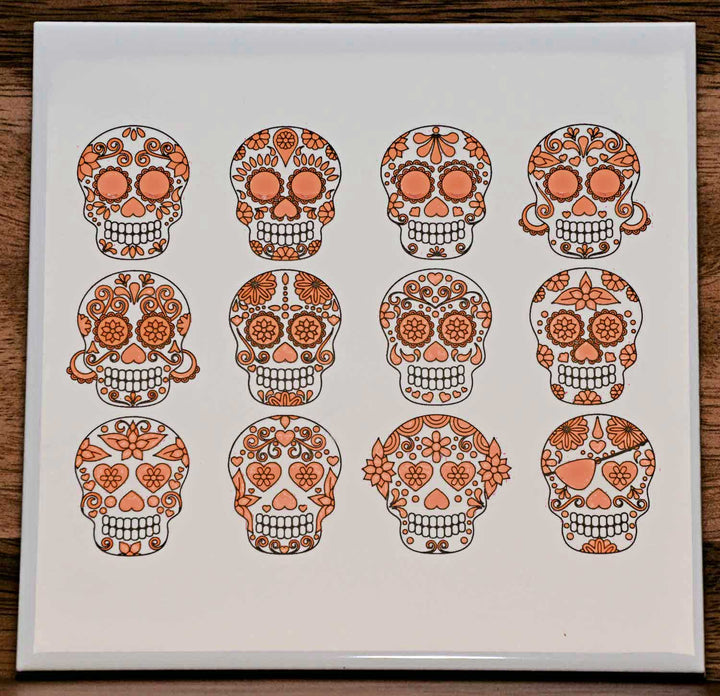 Décalcomanies de crânes de sucre bicolores - Céramique Cône 017 - Verre fusionné - Émail