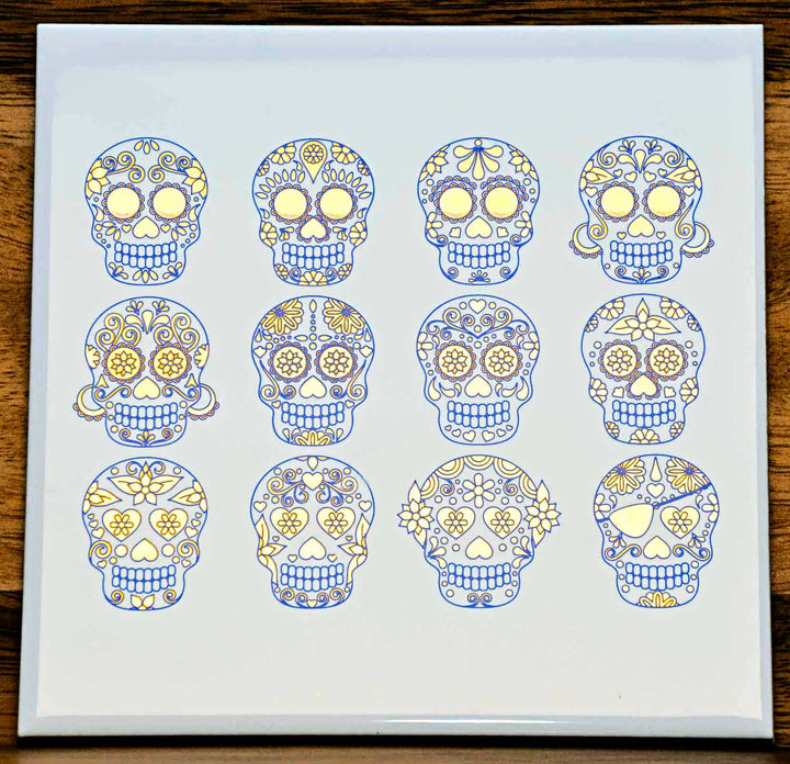 Décalcomanies de crânes de sucre bicolores - Céramique Cône 017 - Verre fusionné - Émail