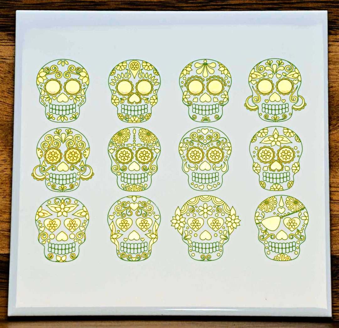 Décalcomanies de crânes de sucre bicolores - Céramique Cône 017 - Verre fusionné - Émail