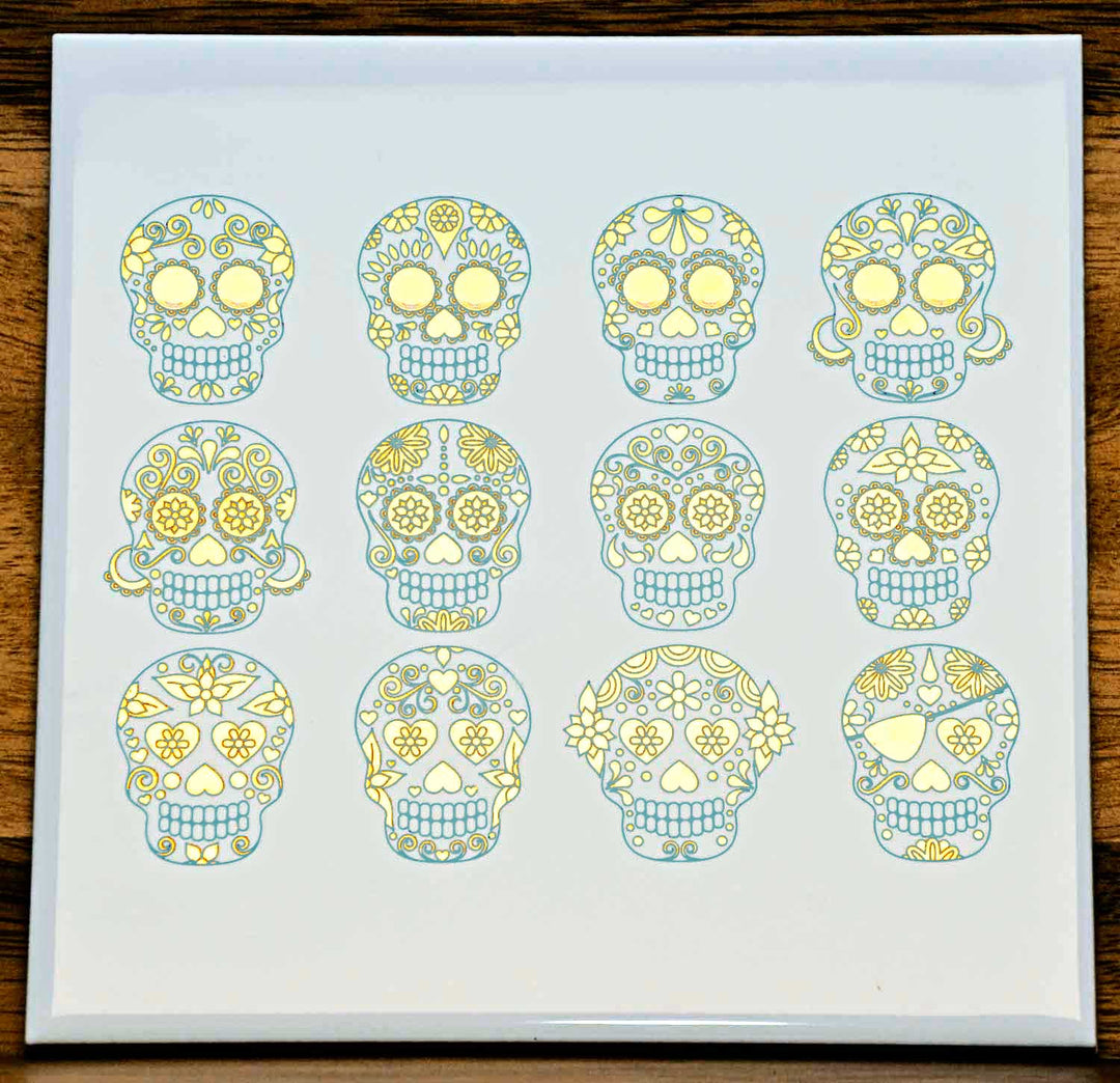 Décalcomanies de crânes de sucre bicolores - Céramique Cône 017 - Verre fusionné - Émail