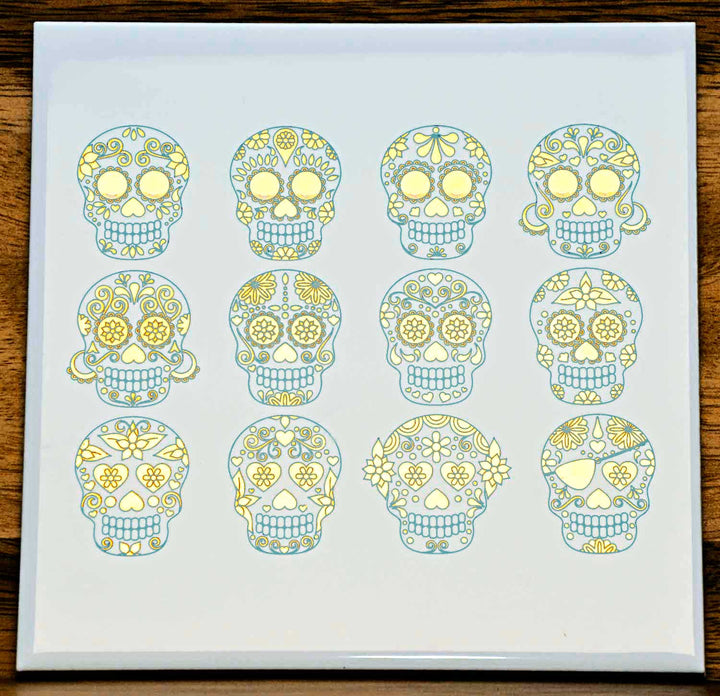 Décalcomanies de crânes de sucre bicolores - Céramique Cône 017 - Verre fusionné - Émail