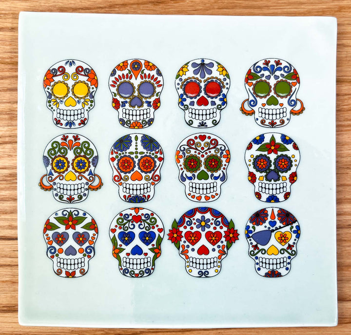 Bunte Sugar Skull Aufkleber - Keramikkegel 017 - Emaille