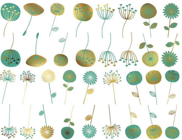 Décalcomanies de fleurs modernes bicolores - Céramique Cône 017 - Verre fusionné - Émail