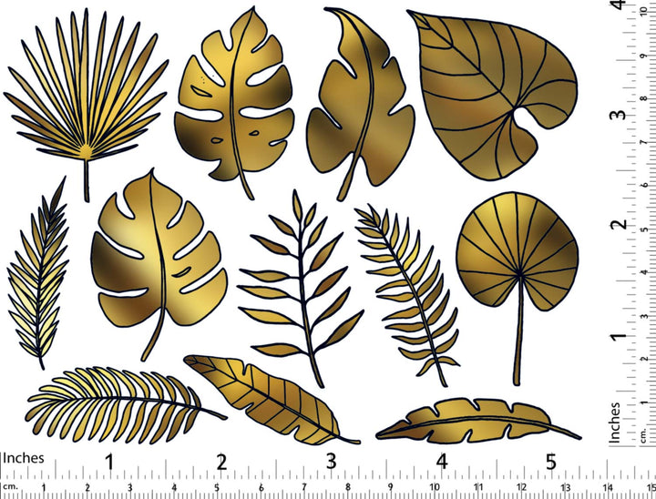 Zweifarbige Aufkleber mit tropischen Blättern - Keramikkegel 017 - Geschmolzenes Glas