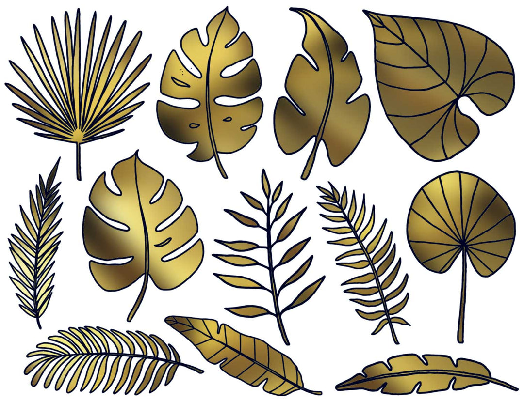 Zweifarbige Aufkleber mit tropischen Blättern - Keramikkegel 017 - Geschmolzenes Glas