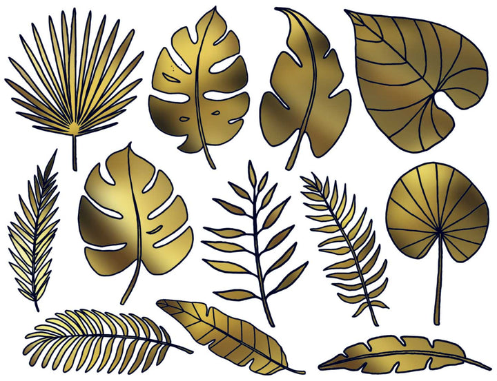 Zweifarbige Aufkleber mit tropischen Blättern - Keramikkegel 017 - Geschmolzenes Glas