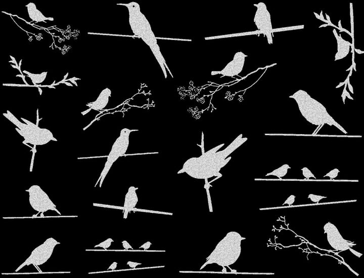 Oiseaux sur un fil Décalcomanies - Verrerie - Émail