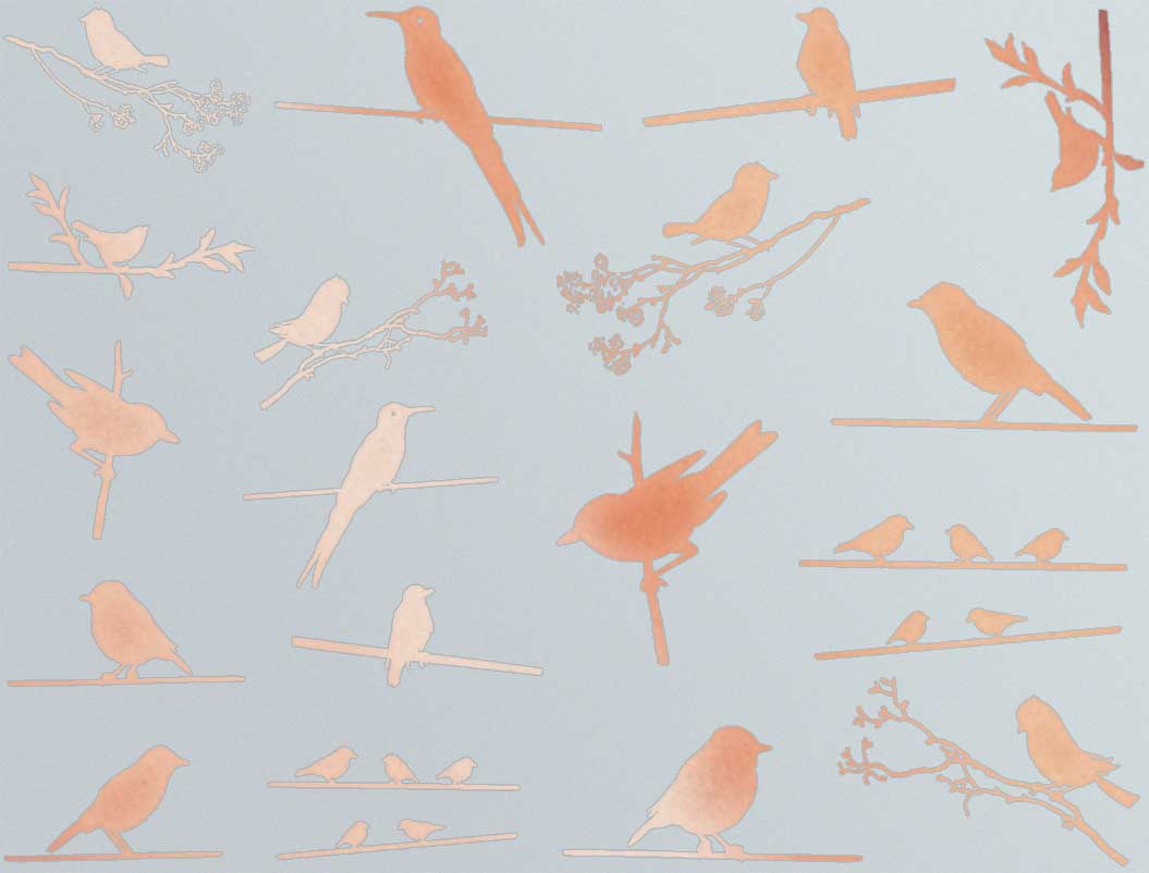 Oiseaux sur un fil Décalcomanies - Verrerie - Émail
