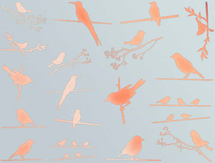 Oiseaux sur un fil Décalcomanies - Verrerie - Émail