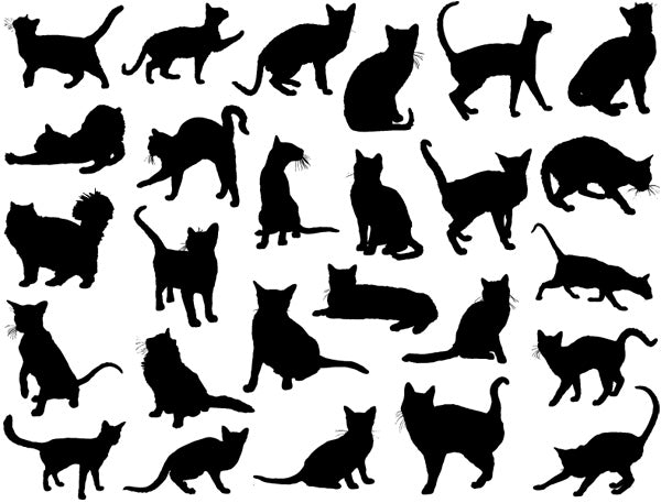 Cat Silhouette Decals - Cone 017 - Fused Glass 