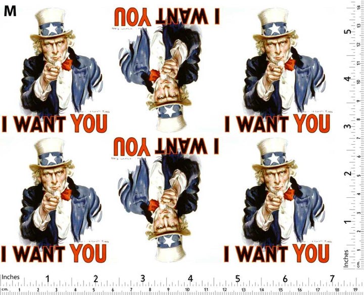 Oncle Sam : « Je vous veux » Décalcomanies - Non adapté pour Produits Alimentaires - Céramique Cône 017 - Verre fusionné - Émail