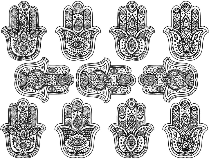 Main de Hamsa Décalcomanies - Céramique Cône 017 - Verre fusionné - Émail