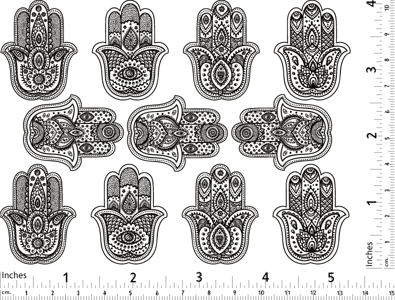 Main de Hamsa Décalcomanies - Céramique Cône 017 - Verre fusionné - Émail