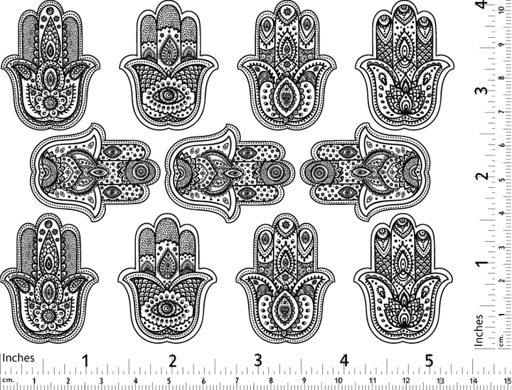 Main de Hamsa Décalcomanies - Céramique Cône 017 - Verre fusionné - Émail