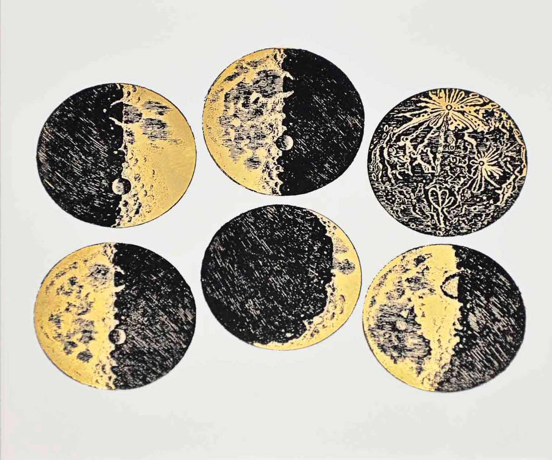 Lune Bicolore Décalcomanies - Céramique Cône 017 - Verre Fusionné - Émail