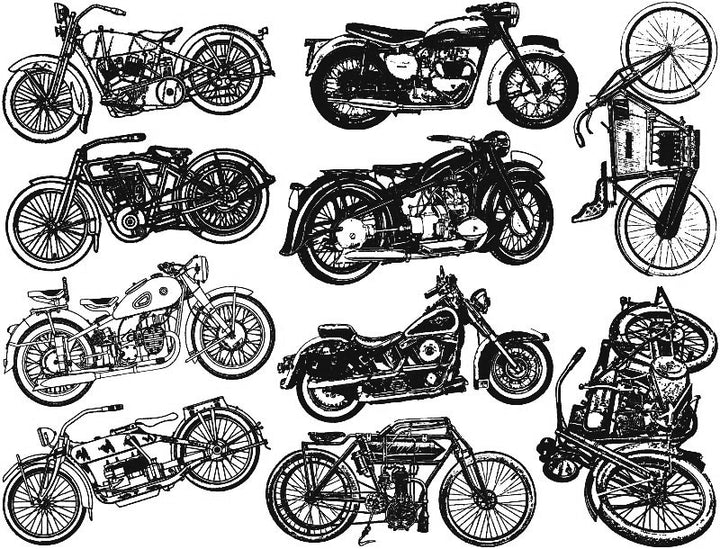 Décalcomanies de moto ancienne - Céramique Cône 017 - Verre fusionné - Émail