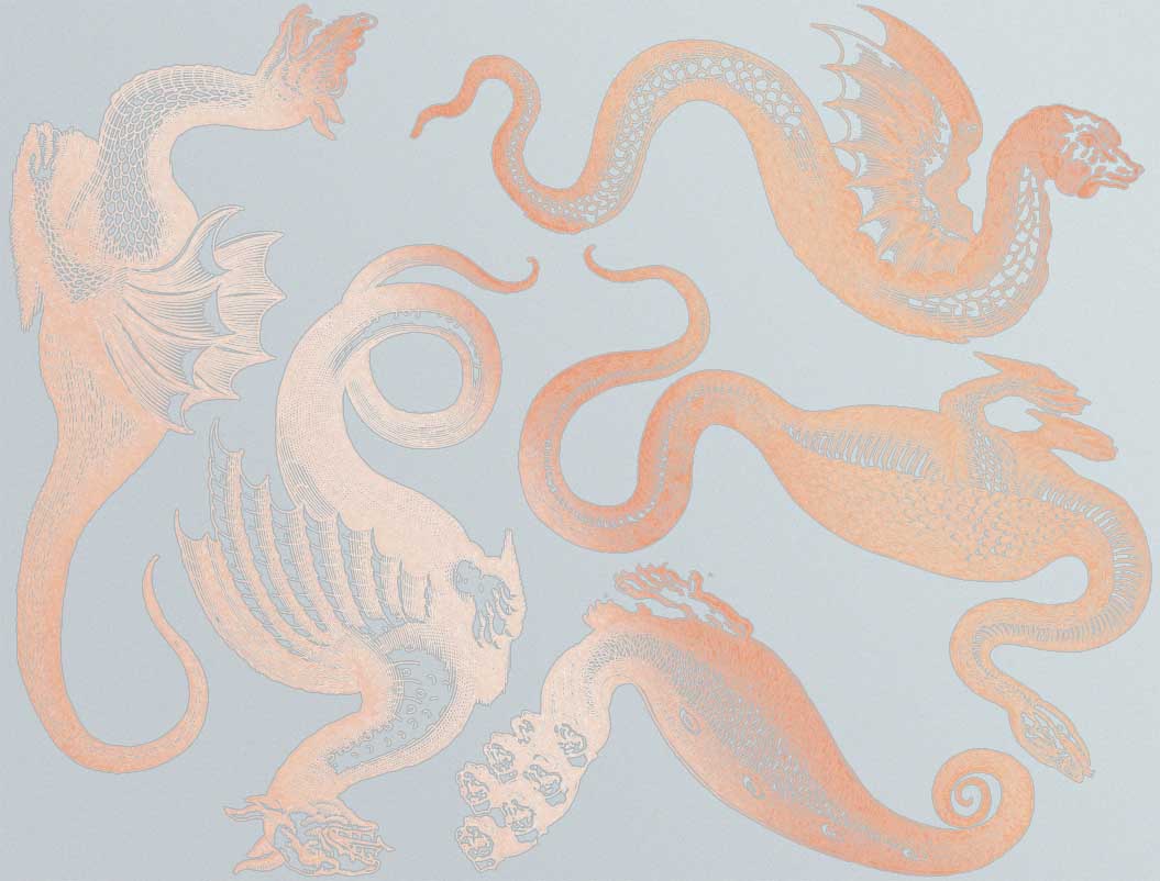 Décalcomanies de bêtes mythologiques et de dragons - Céramique Cône 017 - Verre fusionné - Émail