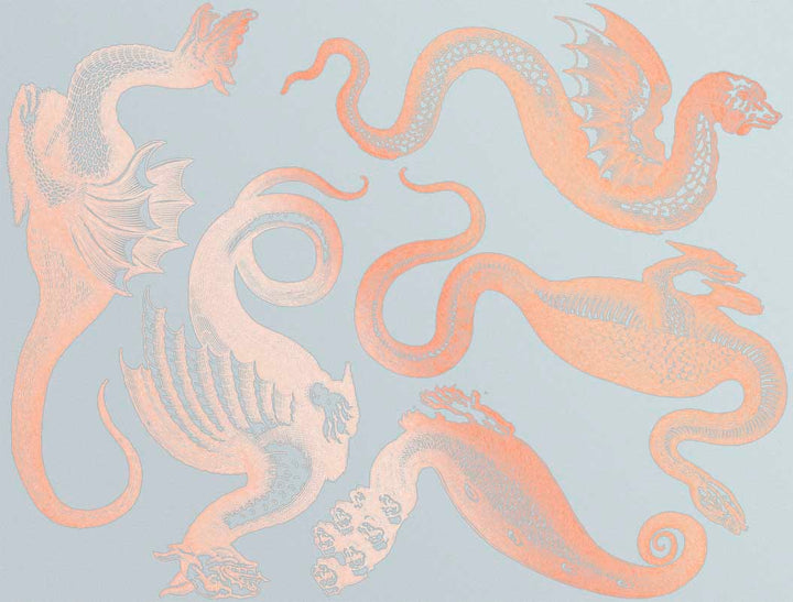 Décalcomanies de bêtes mythologiques et de dragons - Céramique Cône 017 - Verre fusionné - Émail