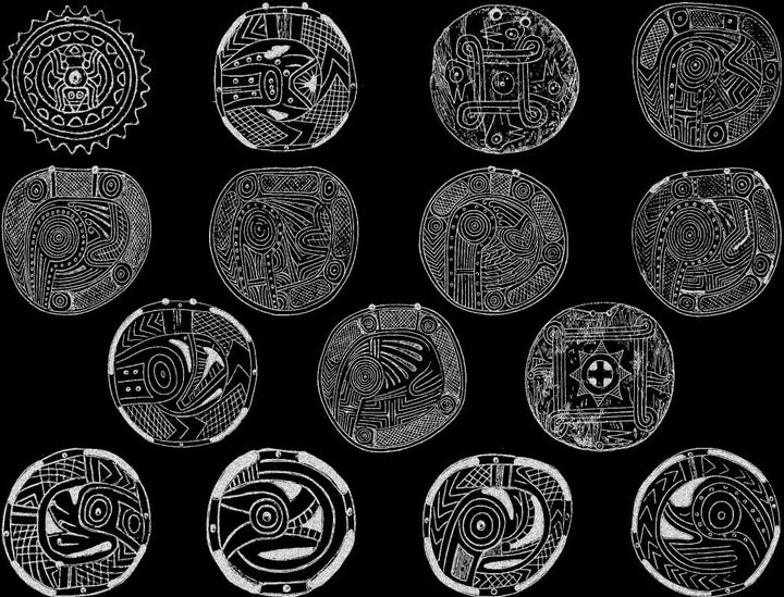 Décalcomanies de sculptures amérindiennes - Verrerie - Émail