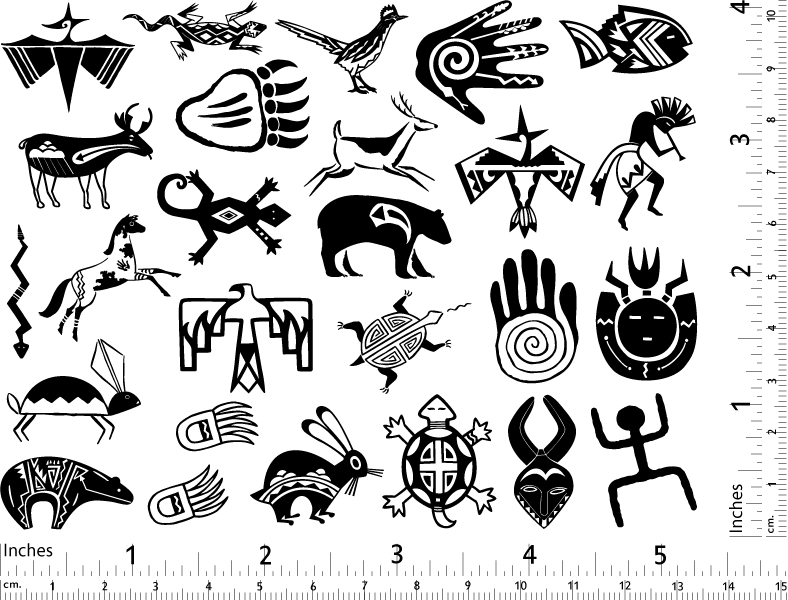 Décalcomanies amérindiennes avec Kokopelli - Verrerie - Émail