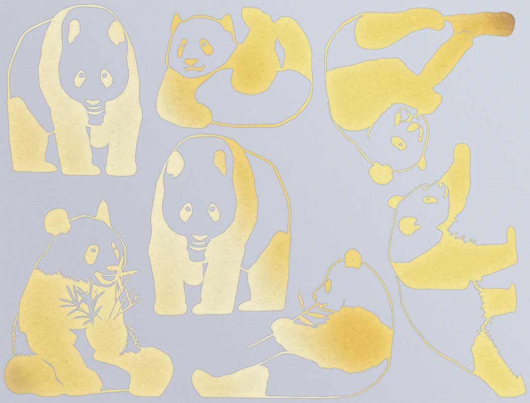 Décalcomanies Ours Panda - Céramique Cône 017 - Verre fusionné - Émail