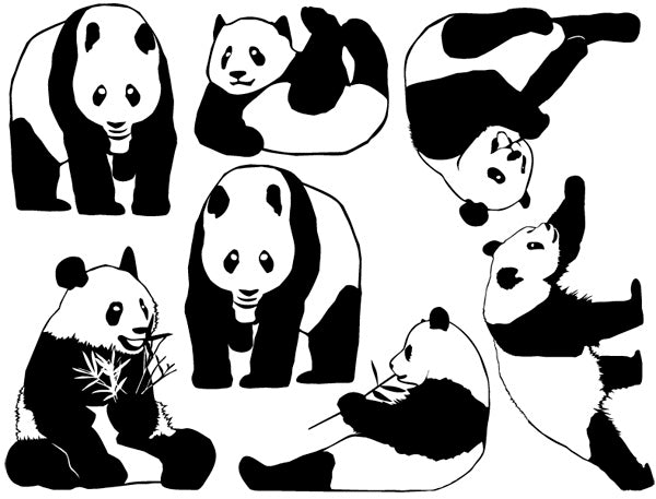 Panda Bear Decals - Cone 017 - Fused Glass 