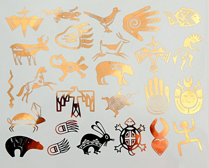 Décalcomanies amérindiennes avec Kokopelli - Verrerie - Émail