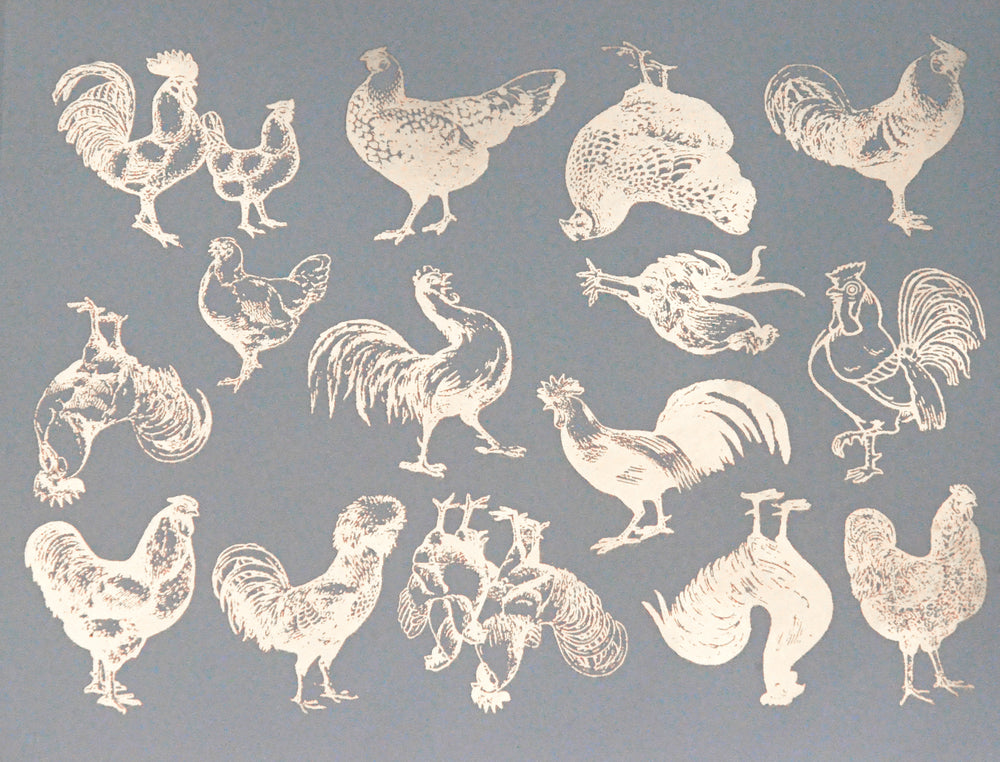 Vintage Chicken Decals - Cone 017 - Fused Glass 